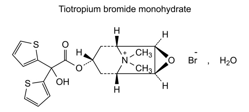 Tiotropium bromide monohydrate, chemical structure of tiotropium bromide monohydrate, drug substance