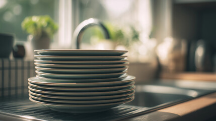 A universal visual tailored for publication serene tabletop scene: charming collection of antique dinnerware and kitchen items - including vintage plates, timeless utensils, and eclectic registration.