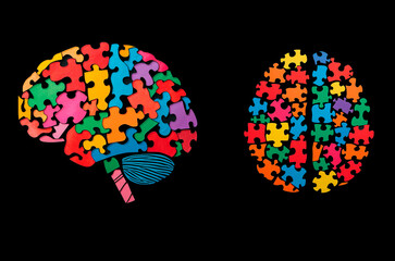 Colorful puzzle brain symbolizing autism awareness and neurodiversity