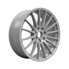 Silver car wheel isolated on transparent background