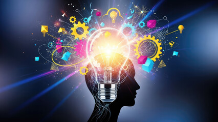 Abstract Concept of Human Brain and Ideas.