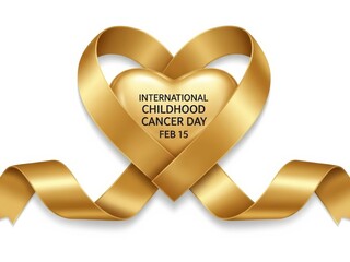 Golden Heart Ribbon Symbol for International Childhood Cancer Day