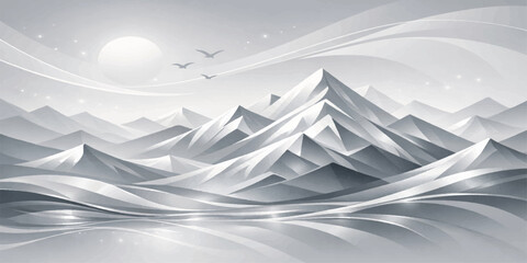 Abstract winter background with blue snow and frozen ice glaciers across an arctic mountain landscape under a cold white sky in the Antarctic ocean © Hena2