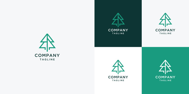  tree logo design ,creative pine business agent vector logo design