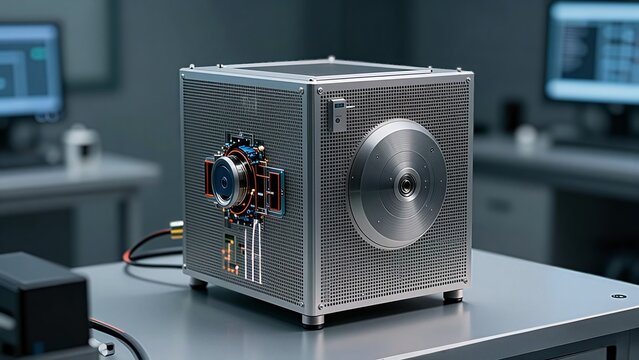 A modern powerful computer on a table in a laboratory