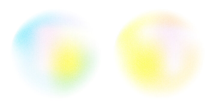 Set color circle gradient noise gradation. Abstract colorful watercolor blur mesh on isolated transparent background