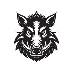 Wild boar head silhouette vector art black color design and solid white background (1).eps