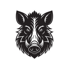 Wild boar head silhouette vector art black color design and solid white background (3).eps