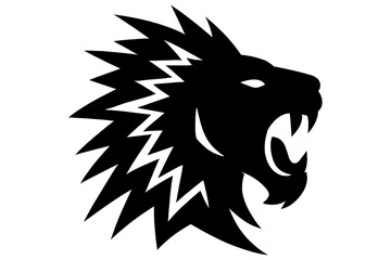 Lion head vector,
Roaring Lion Head Silhouette Black and White Vector Logo