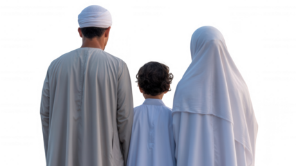 Muslim Family Wearing Traditional Clothing For Cultural Diversity And Religious Concept On Transparent Background