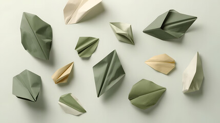 A brilliant 3d illustration of a pile of green beans designed with shiny emerald glass shapes and geometric crystal triangles for a luxury origami art style