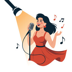 woman singing into microphone