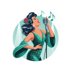 woman singing into microphone