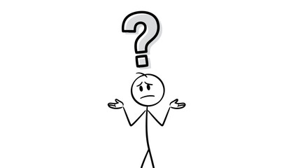 Confused stick figure with a question mark above its head.
