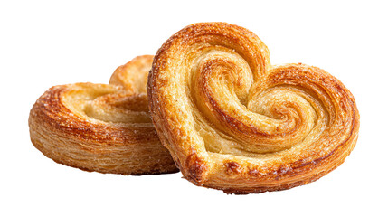 Fototapeta premium Heart shaped puff pastry cookies sweet bakery treats on transparent backdrop snack food