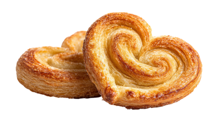 Heart shaped puff pastry cookies sweet bakery treats on transparent backdrop snack food