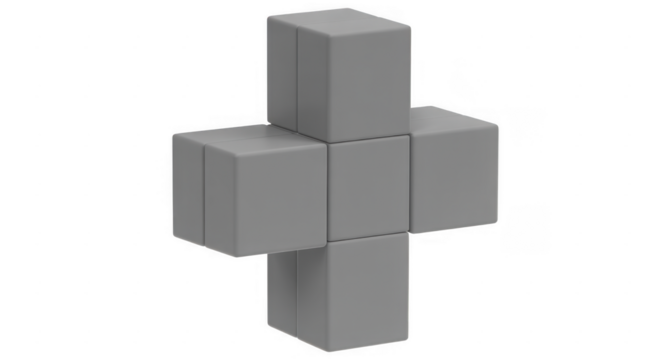 Gray 3D puzzle piece sculpture 3D puzzle piece gray sculpture isolated on a transparent background - Powered by Adobe