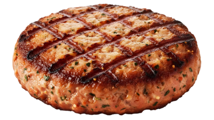 A closeup of a grilled salmon fillet with visible grill marks and seasoning.