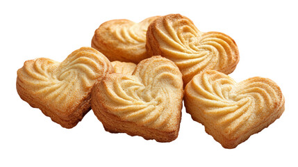 Fototapeta premium Pile of heart shaped cookies on transparent background for valentine's feast