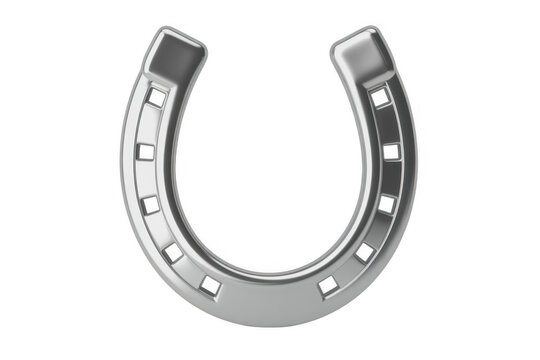 Silver horseshoe metal luck isolated on a transparent background