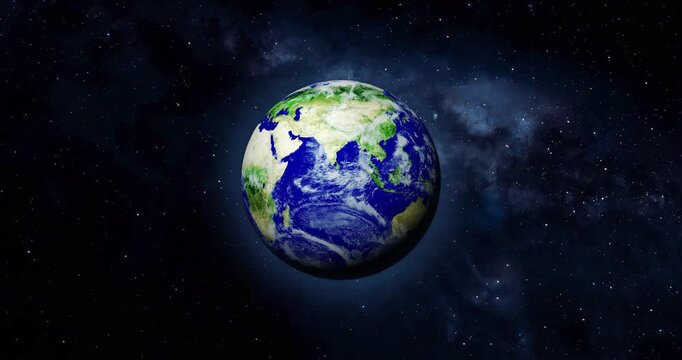 Nighttime earth with star-filled background with full earth roteting video