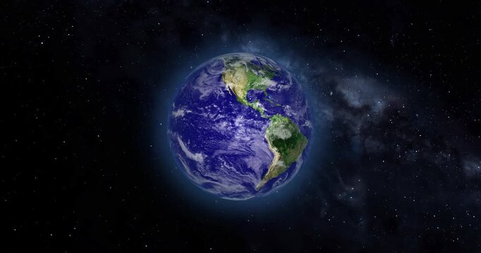 Earth at night with glowing stars roteting video