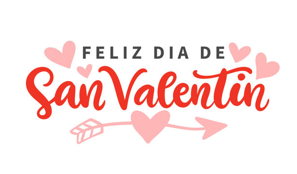 Valentines Day spanish typography greeting card