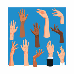 Fototapeta premium Diverse Hands Raised in Unison
