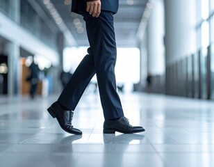 Business Man Walking in Hallway