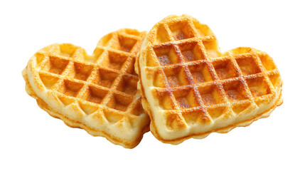 Two delicious heart shaped waffles topped with butter with golden brown surface