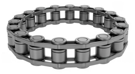 Metal chain link gray metal industrial isolated on a transparent background