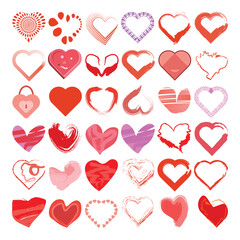 Valentine love hearts sketch illustration pack