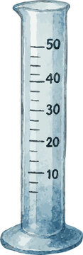 Vector watercolor illustration of a graduate cylinder