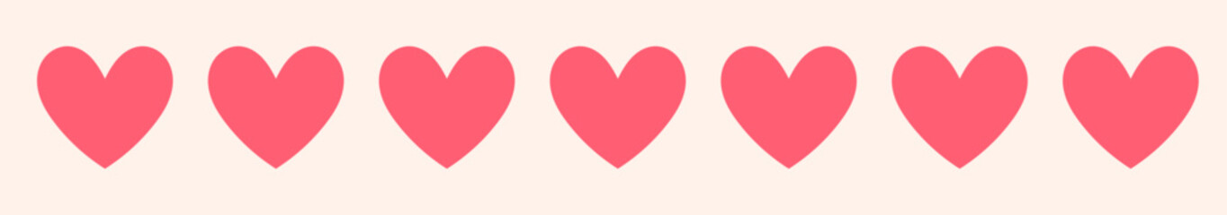 Cute hearts border. Pastel color. Vector illustration.