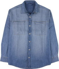 Fototapeta premium Classic blue denim shirt with button front and pockets