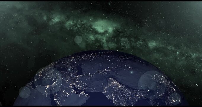 Night view of earth with starry background in space