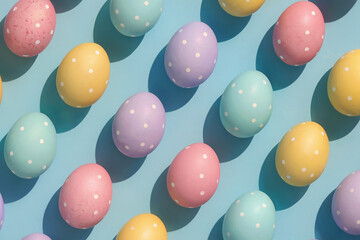 Easter Eggs in Pastel Colors with Polka Dots