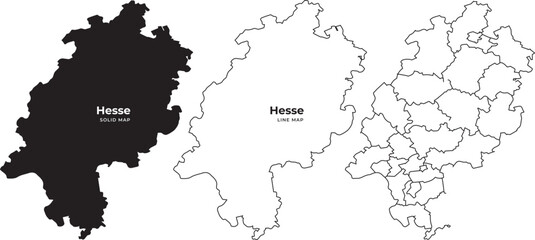 Obraz premium Three hesse maps in black and white with filled and outline styles