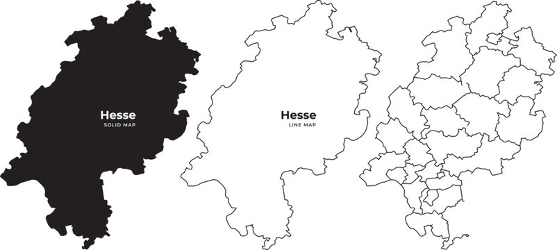 Three hesse maps in black and white with filled and outline styles