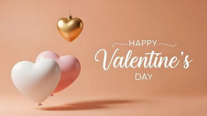Valentine's day celebration with heart balloons and golden heart