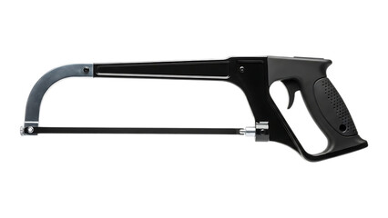 Modern black hacksaw with ergonomic handle and adjustable blade for precise cutting operations in various industrial and DIY projects requiring versatility and accuracy always available for use.