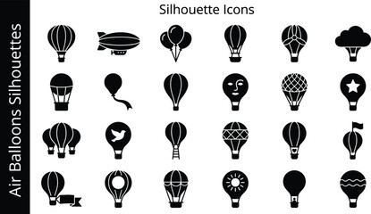 Air Balloon Silhouette Vector Set - Hot Air Balloons, Dirigible, Blimp, and Zeppelin Flight Icons  © ArtMint