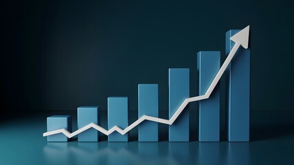 Increasing business growth chart with upward trend arrow