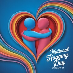 Abstract Heart Embracing Figures for National Hugging Day January 21 embrace love