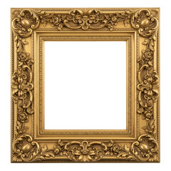 Ornate golden frame isolated on transparent background