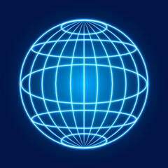 Neon sphere, earth globe, vector illustration.