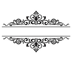Fototapeta premium Ornamental Floral Design A classic black and white floral design element featuring elegant, curved leaves and intricate detailing. Perfect for use in decorative borders, logos