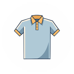 Illustration of a blue polo shirt with a yellow collar and cuffs design
