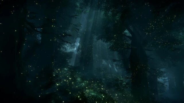 Discover Fireflies Lighting up a Dark Forest at Night