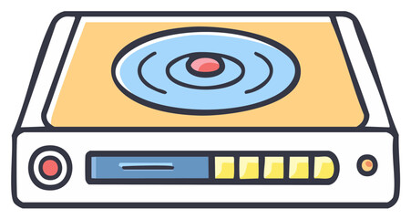 Fototapeta premium Stylized illustration of a retro record player with a vinyl disc